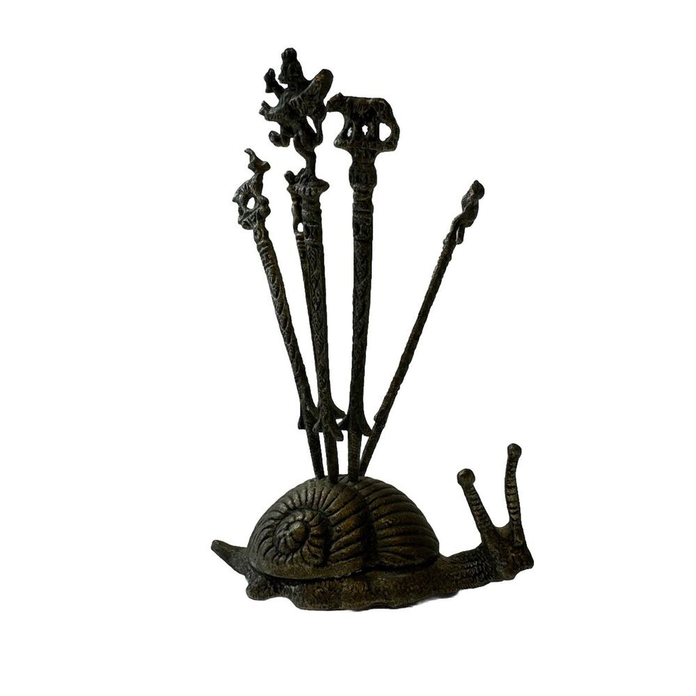 Rare SNAIL, Hand Forged Toothpick Holder; Metal, Antique 19th cent. Italy
